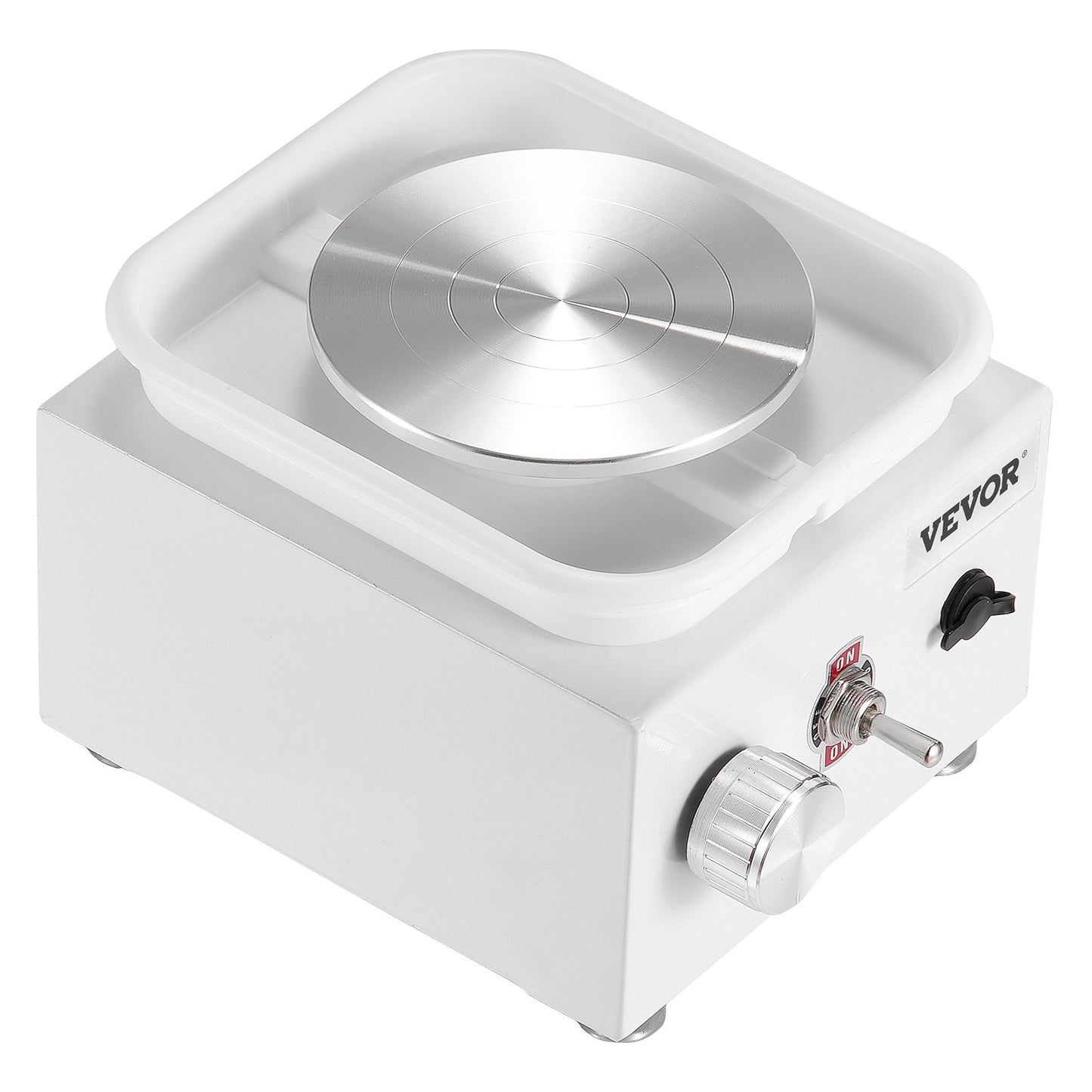 Mini-Töpferscheibe, Drehzahl einstellbar von 0–320 U/min, abnehmbare Formscheibe, 2,56 Zoll/3,94 Zoll Drehteller, elektrische Keramikscheibe, 18-teiliges Zubehör, für Kunsthandwerk und Heimwerkerprojekte, Weiß