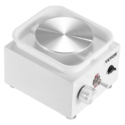 Mini-Töpferscheibe, Drehzahl einstellbar von 0–320 U/min, abnehmbare Formscheibe, 2,56 Zoll/3,94 Zoll Drehteller, elektrische Keramikscheibe, 18-teiliges Zubehör, für Kunsthandwerk und Heimwerkerprojekte, Weiß