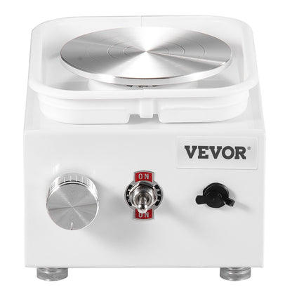 Mini-Töpferscheibe, Drehzahl einstellbar von 0–320 U/min, abnehmbare Formscheibe, 2,56 Zoll/3,94 Zoll Drehteller, elektrische Keramikscheibe, 18-teiliges Zubehör, für Kunsthandwerk und Heimwerkerprojekte, Weiß