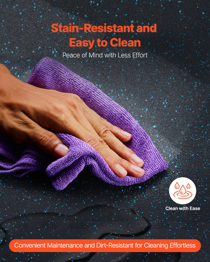 0.56 Inch Thick Gym Floor Mats, 6 Tiles Rubber Top with EVA Foam, 25" x 25" Gym Flooring Workout Mats with 25 sq.ft Coverage, Interlocking Puzzle Gym Mats for Gym, Home, Garage, Black & Blue