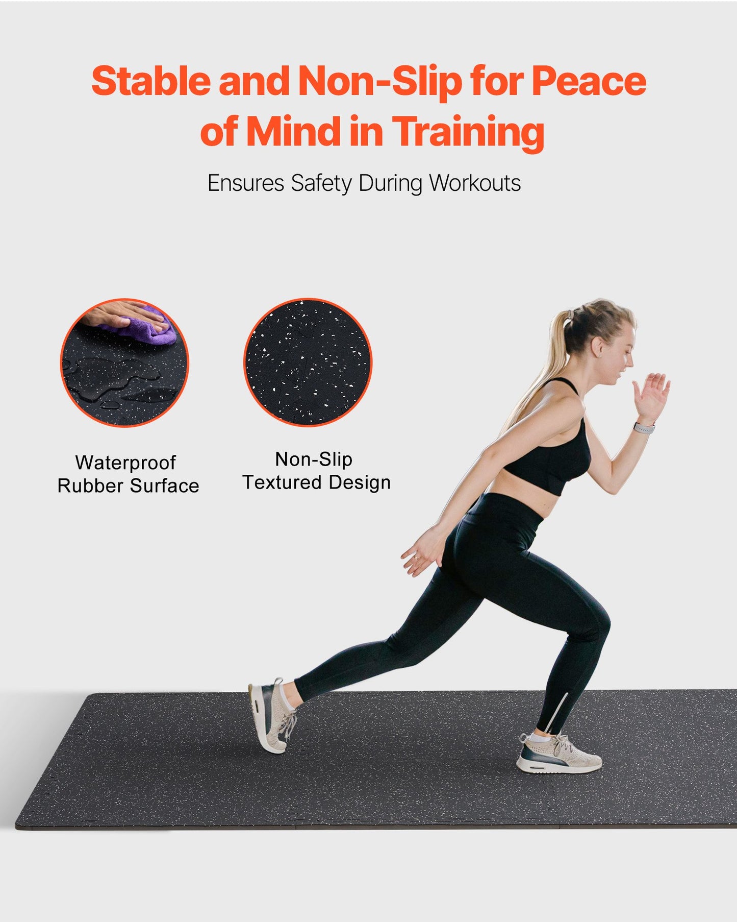 0.56 Inch Thick Gym Floor Mats, 6 Tiles Rubber Top with EVA Foam, 25" x 25" Gym Flooring Workout Mats with 25 sq.ft Coverage, Interlocking Puzzle Gym Mats for Gym, Home, Garage, Black & White