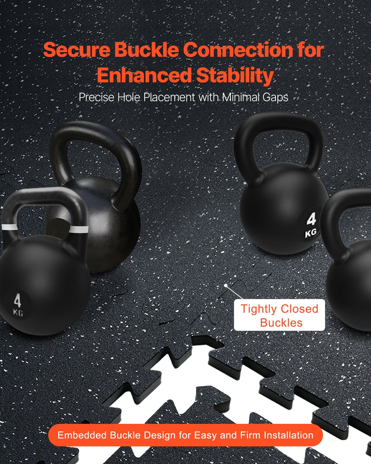 0.56 Inch Thick Gym Floor Mats, 6 Tiles Rubber Top with EVA Foam, 25" x 25" Gym Flooring Workout Mats with 25 sq.ft Coverage, Interlocking Puzzle Gym Mats for Gym, Home, Garage, Black & White