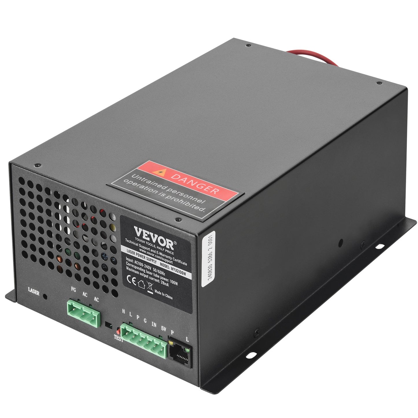 CO2 Laser Power Supply, 100W, Power Supply for 100W Laser Tube, Constant Current Protection, Open Circuit Protection, Fast Heat Dissipation, Compatible for Multi-brand Laser Engravers & Cutters