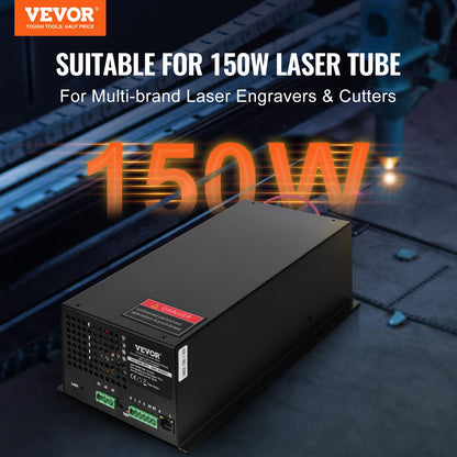 CO2 Laser Power Supply, 150W, Power Supply for 150W Laser Tube, Constant Current Protection, Open Circuit Protection, Fast Heat Dissipation, Compatible for Multi-brand Laser Engravers & Cutters