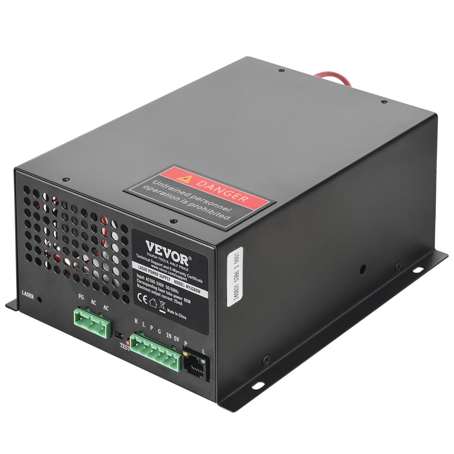 CO2 Laser Power Supply, 80W, Power Supply for 80W Laser Tube, Constant Current Protection, Open Circuit Protection, Fast Heat Dissipation, Compatible for Multi-brand Laser Engravers & Cutters