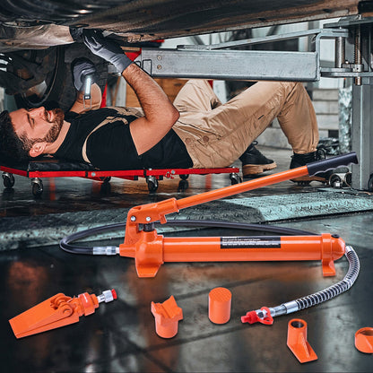 12-Tonnen-Porta-Power-Kit, tragbarer Hydraulikheber mit 1,4 m Ölschlauch, Karosseriereparaturset mit Aufbewahrungskoffer für Pkw, Lkw und Landwirtschaft