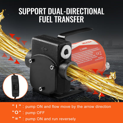 Fuel Transfer Pump, 12V DC 19L/min(5 GPM) 75W(1/10 HP), Portable Electric Diesel Transfer Pump with Auto Shut-Off Fuel Nozzle, Long Inlet & Outlet Hose for Gasoline Diesel, Kerosene, Methanol Blends
