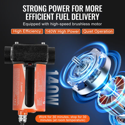 Fuel Transfer Pump, 12V DC 19L/min(5 GPM) 75W(1/10 HP), Portable Electric Diesel Transfer Pump with Auto Shut-Off Fuel Nozzle, Long Inlet & Outlet Hose for Gasoline Diesel, Kerosene, Methanol Blends
