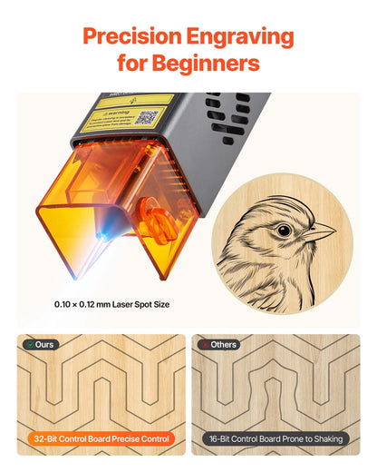 Laser Engraver, 10W, Laser Engraving and Cutting Machine with Enclosure, Laser Cutter Engraver Machine, 300 x 300 mm Working Area, 7000 mm/min, for Wood, Leather, Glass, Certain Metal, Class 1