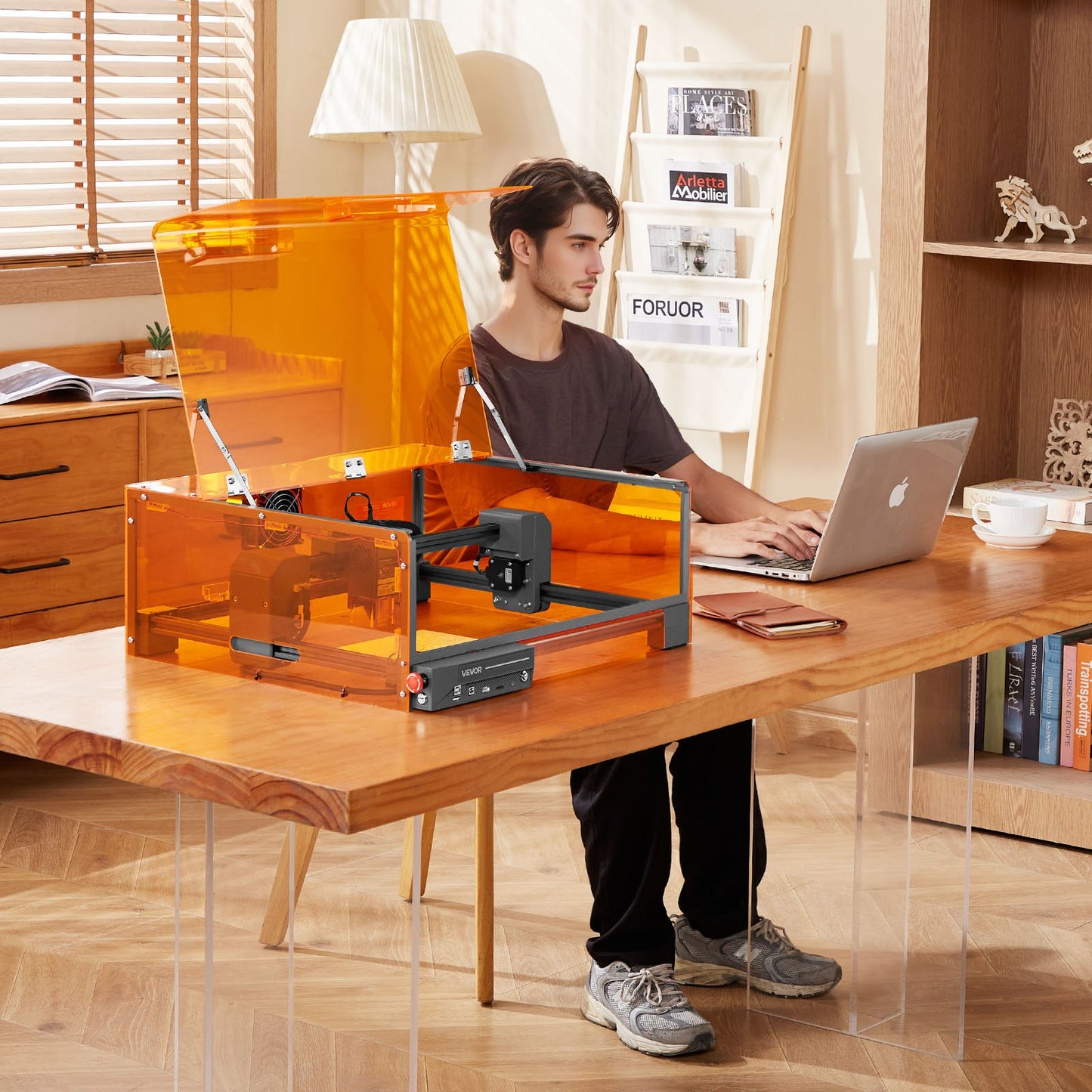 Laser Engraver, 10W, Laser Engraving and Cutting Machine with Enclosure, Laser Cutter Engraver Machine, 300 x 300 mm Working Area, 7000 mm/min, for Wood, Leather, Glass, Certain Metal, Class 1