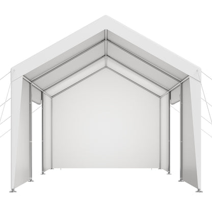 Carport, 10 x 20 FT Outdoor Car Canopy, Potable Carport with Removable Sidewalls & Door, Heavy Duty Car Shelter, UV-Resistant & Water-Resistant, All-Season Protection for Automobile Boat White