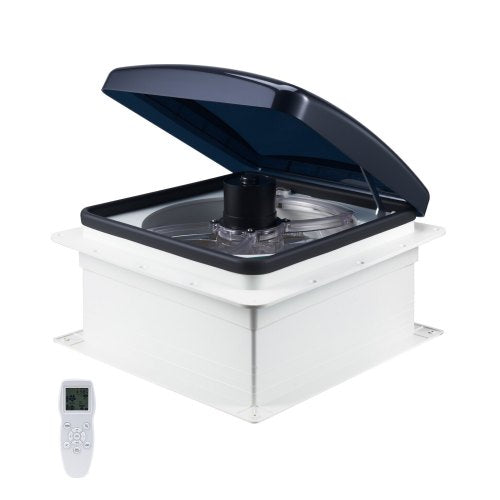RV Vent Fan, 14 inch RV Roof Vent Fan 12V, Powerful 10-Speed Reversible Fan with Remote Control, Built-in DC Motor, Power Top Lid,12 inch Fan Blade,Fits 14 x14 inch Roof Openings