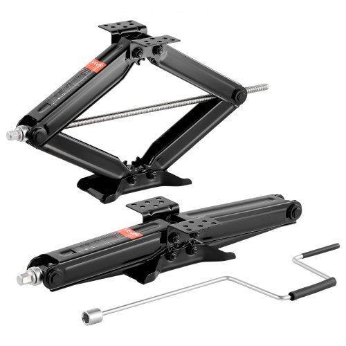 9000 lbs RV Scissor Jacks, 4-23.4 in RV Stabilizer Leveling Scissor Jacks, Set of 2, Heavy Duty Stabilizer Jack with Crank Handle, Socket and Bubble Levels, Not Easily Bent or Deformed