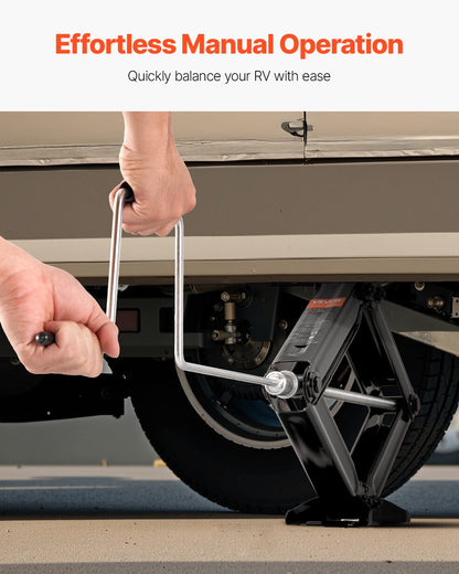 9000 lbs RV Scissor Jacks, 4-23.4 in RV Stabilizer Leveling Scissor Jacks, Set of 2, Heavy Duty Stabilizer Jack with Crank Handle, Socket and Bubble Levels, Not Easily Bent or Deformed