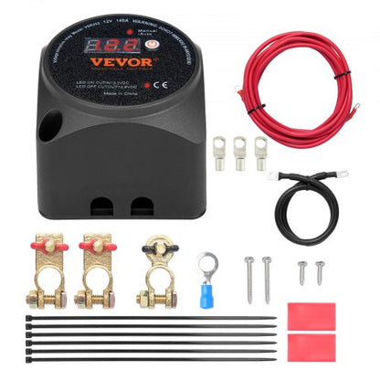 Dual Battery Isolator Kit, 12V 140Amp, Manual and Auto Modes VSR Voltage Sensitive Relay with LCD Screen, Smart Battery Isolator for ATV UTV RV Camper Off-Road Vehicle Caravan Truck Boat Yacht