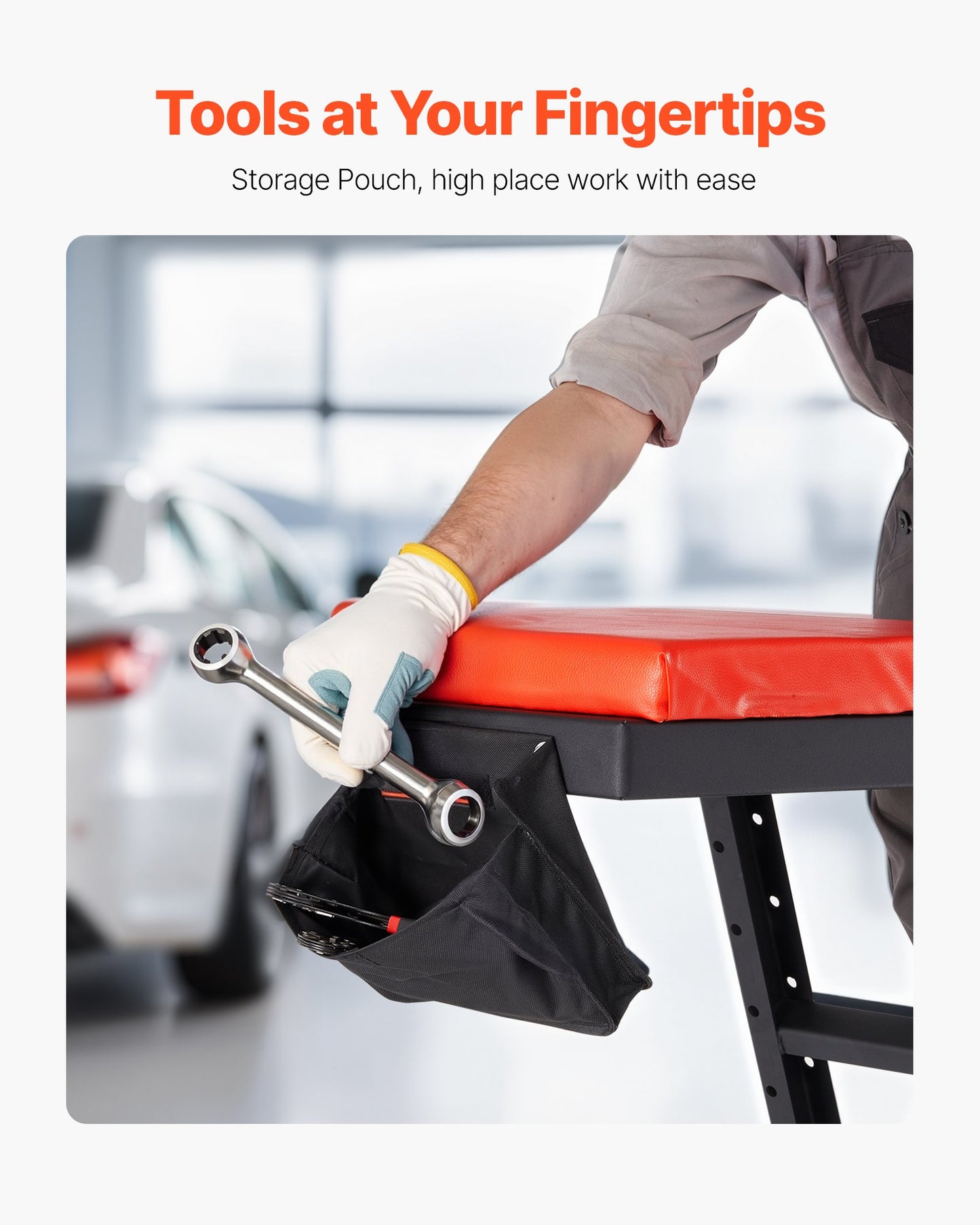 Automotive Topside Creeper, with Adjustable Height 1219-1930 mm, 400 LBS Capacity High Creeper, 4 Swivel Caster Wheels, Heavy Duty Creeper for Auto Repair and Maintenance