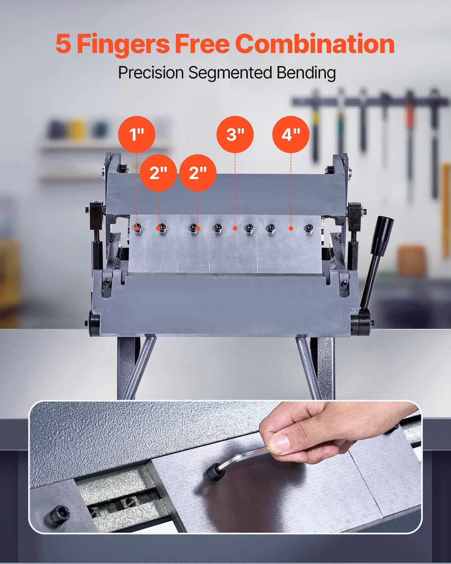 Box and Pan Brake, 305 mm/12 inch Sheet Metal Bending Brake, 20-Gauge Mild Steel Capacity, 0-135 Degree Adjustable, Metal Bender Machine with 5 Fingers, Heavy-Duty Aluminum Folder for Precise Bending