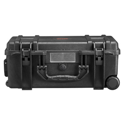 Weatherproof Hard Case, Heavy Duty Protective Dry Box Case with Pre-cut Foam, Wheels & Retractable Pull Handles for Travel, Hunt, Military, Tactical, IP67 Waterproof Case for Cameras (64x51x25)