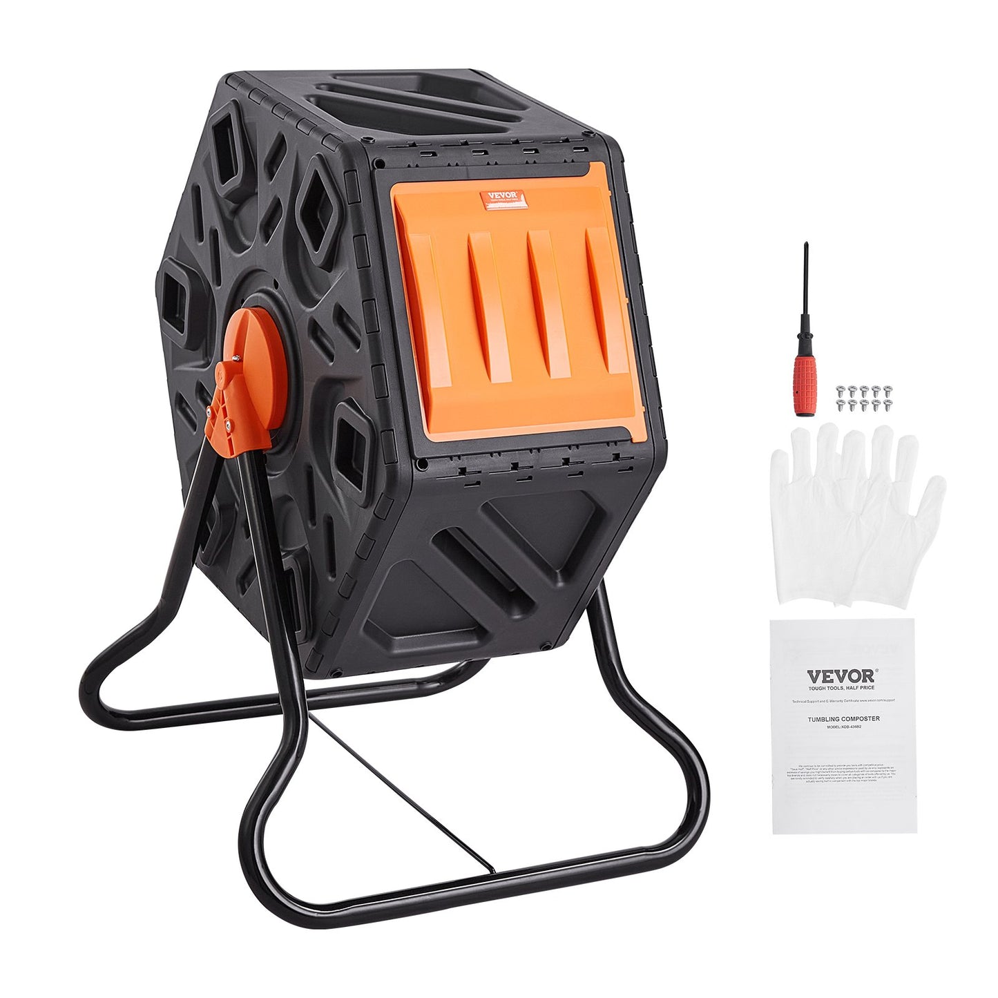 Compost Bin, 70 L Small Composting Tumbler, Compact Single Rotating Chamber with Sliding Door and Steel Frame, BPA Free Composter Bin Tumbler for Garden, Kitchen, Yard, Outdoor