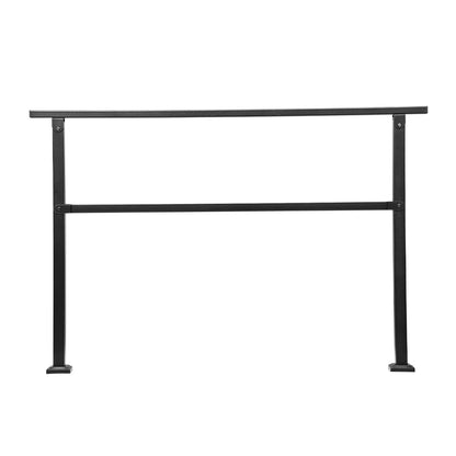 Outdoor Handrails for Steps, 4-5 Step Stair Rail Kit, Black Square Tube with Horizontal Bar, Carbon Steel Support Rails for Seniors, Concrete & Deck Stairs, Easy Installation