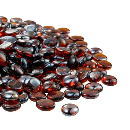 Feuerglas, 4,5 kg (10 lbs) hitzebeständige Kaminsteine, 19,05 mm (3/4 Zoll) große, reflektierende und rauchfreie Glasperlen für Feuerstellen, hochglänzende Steinelemente für Feuertische, sattes Bernstein.