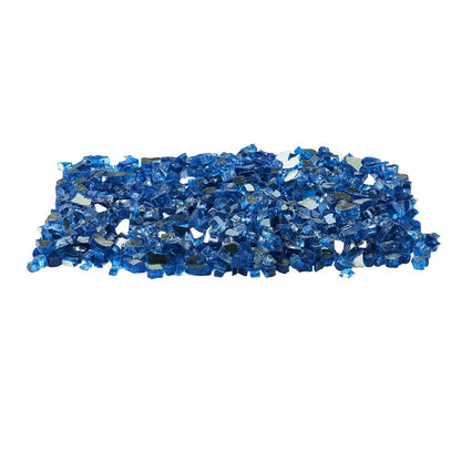 Fire Glass, 10LBS / 4.5KG High-Temperature Resistant Fireplace Rocks, 1/2-Inch / 12.7 mm Reflective & Smokeless Firepit Glass Rock, High Luster Stone Landscaping for Fire Pit Table, Pacific Blue