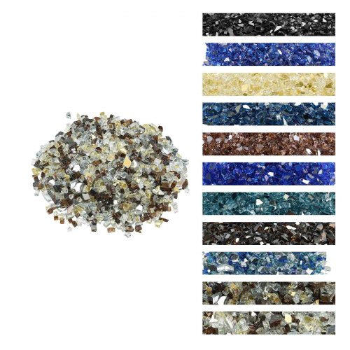 Feuerglas, 4,5 kg (10 lbs) hitzebeständige Kaminsteine, 12,7 mm (1/2 Zoll) reflektierendes Feuerglas, hochglänzende Steine ​​für die Feuerstellengestaltung, Kupfer + Klar + Gold