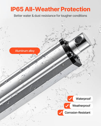 12V Linear Actuator, 152.4mm Stroke IP65 Waterproof Linear Actuator, 3000N 5mm/s Motion Actuators with Mounting Brackets for Solar Trackers, Industrial Machinery, Door Opener