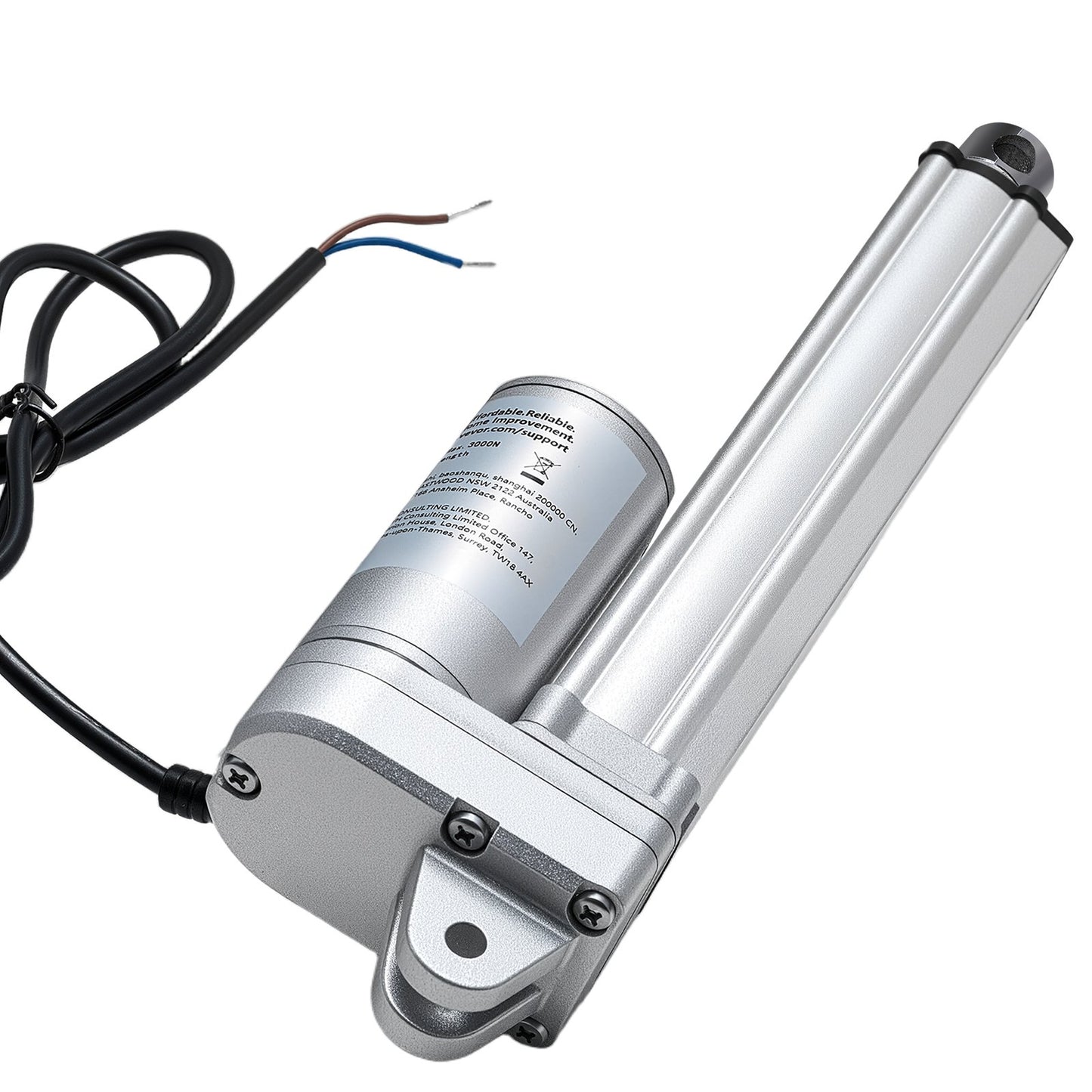 12V Linear Actuator, 152.4mm Stroke IP65 Waterproof Linear Actuator, 3000N 5mm/s Motion Actuators with Mounting Brackets for Solar Trackers, Industrial Machinery, Door Opener