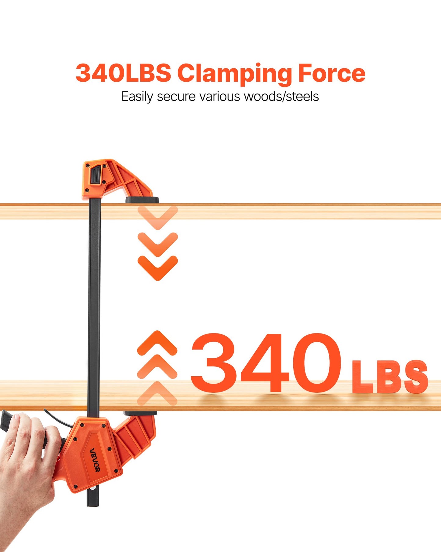 Bar Clamps for Woodworking, 2-Pack 30.48 cm One-Handed Clamp/Spreader, Quick-Grip F-Clamp with 154 kg Load Limit, Premium Plastic and Carbon Steel, for Woodworking Metal working, Orange + Black