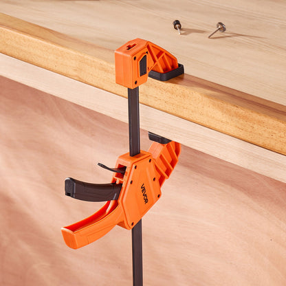 Bar Clamps for Woodworking, 2-Pack 30.48 cm One-Handed Clamp/Spreader, Quick-Grip F-Clamp with 154 kg Load Limit, Premium Plastic and Carbon Steel, for Woodworking Metal working, Orange + Black