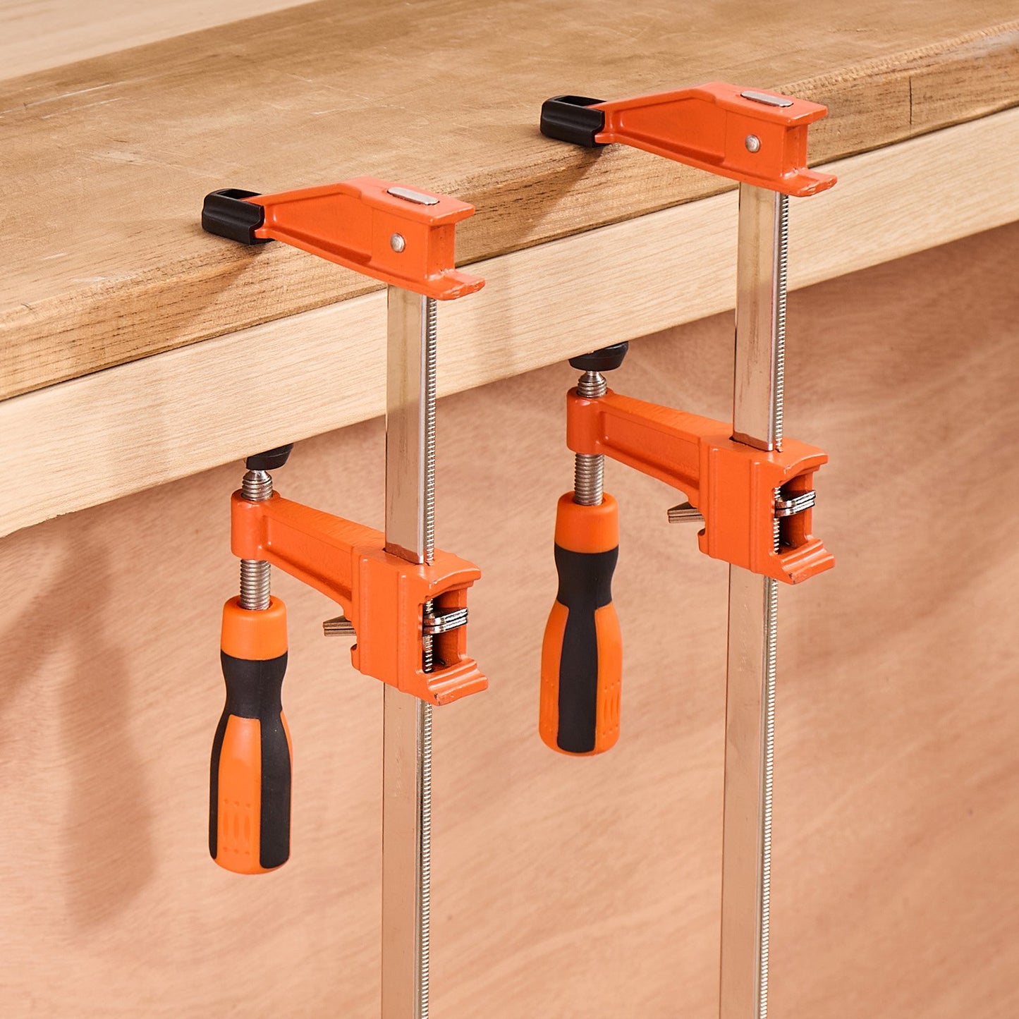 Bar Clamps for Woodworking, 2-Pack 61 cm Opening, Lockable F-Clamp with 272 kg Load Limit, 63.5 mm Depth, Cast Iron and Carbon Steel, Easy to Use, Wood Clamps for Woodworking Metal Working