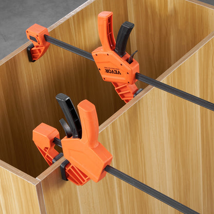 Bar Clamps for Woodworking, 2-Pack 24" One-Handed Clamp/Spreader, Quick-Change F Clamp with 300 lbs Load Limit, High-strength Plastic and Carbon Steel, Wood Clamps for Woodworking Metal Working