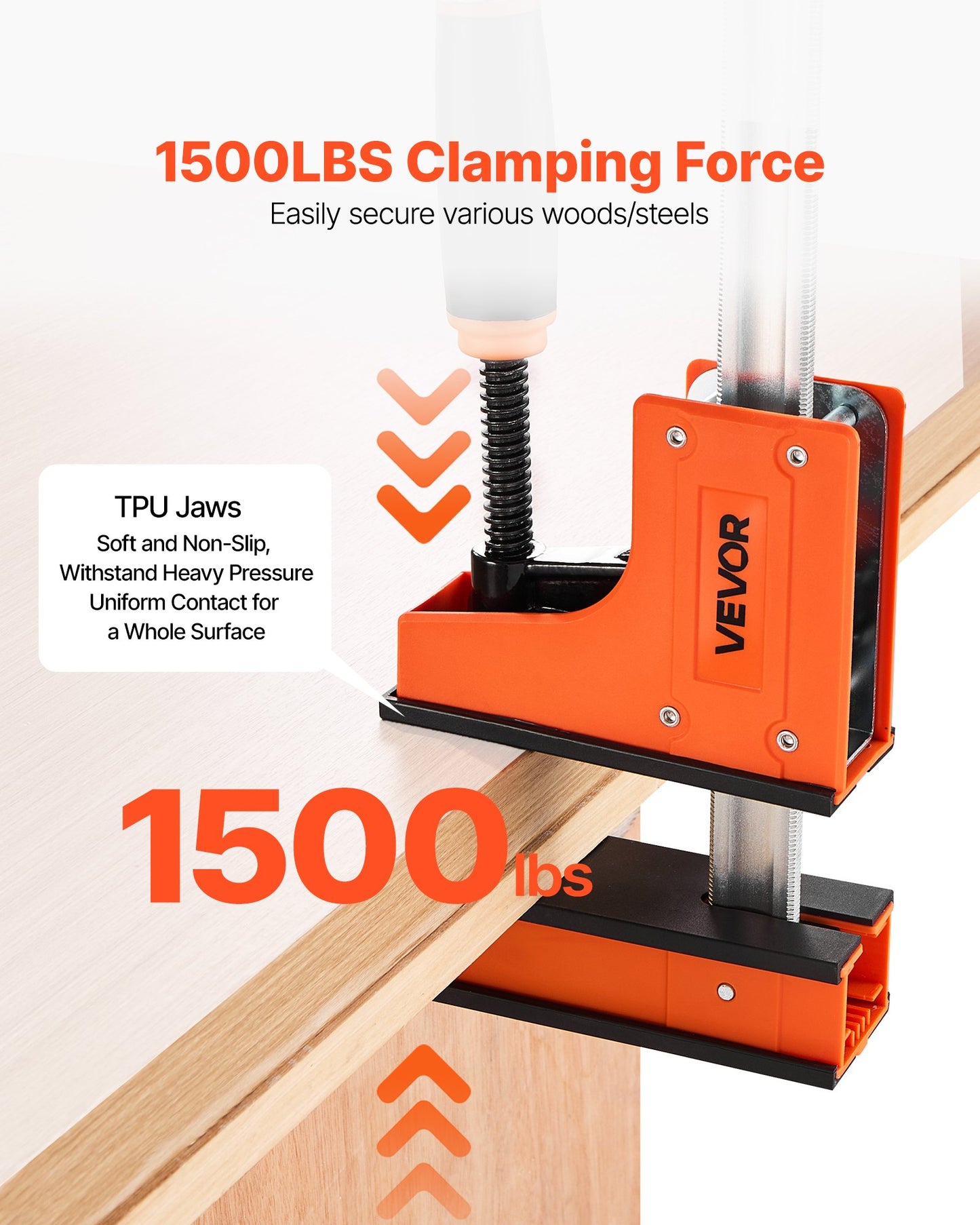 Bar Clamps for Woodworking, 2-Pack 76.2 cm Parallel Clamp Set, F-Clamp with 680 kg Load Limit, Even Pressure, High-strength Plastic and Carbon Steel, for Woodworking Metal Working, Orange