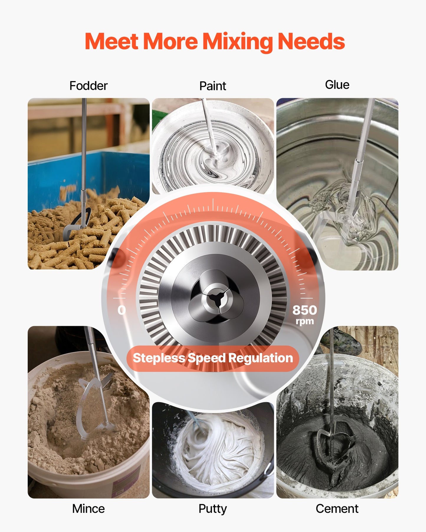 Drill Mixer, 12.7mm Corded Electric Drill Mixer Set, 0-850RPM 3.2A Mixing Drills, Mixing Drills Machine with D-Handle for Drilling & Blending, Handheld Cement Mixers for Fodder, Paint, Cement