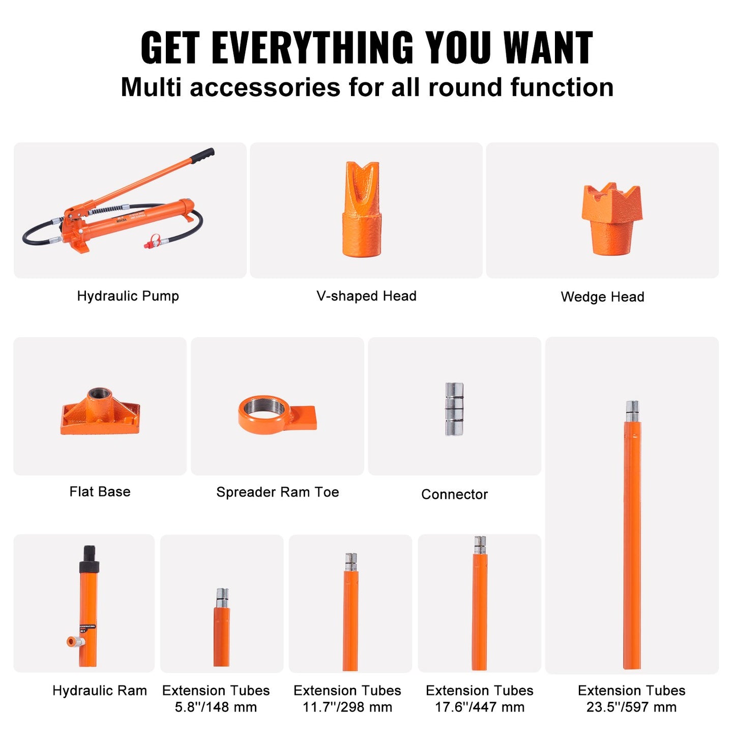 20 Ton Porta Power Kit, Portable Hydraulic Jack with 4.6 ft/1.4 m Oil Hose, Car Frame Repair Tool with Storage Case for Automotive, Heavy Equipment, Mechanic (44000 LBS)