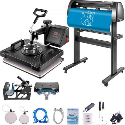 5 In 1 Heat Press 30.5 x 38.1 cm Vinyl Cutter Plotter 71.1 cm Software Sublimation