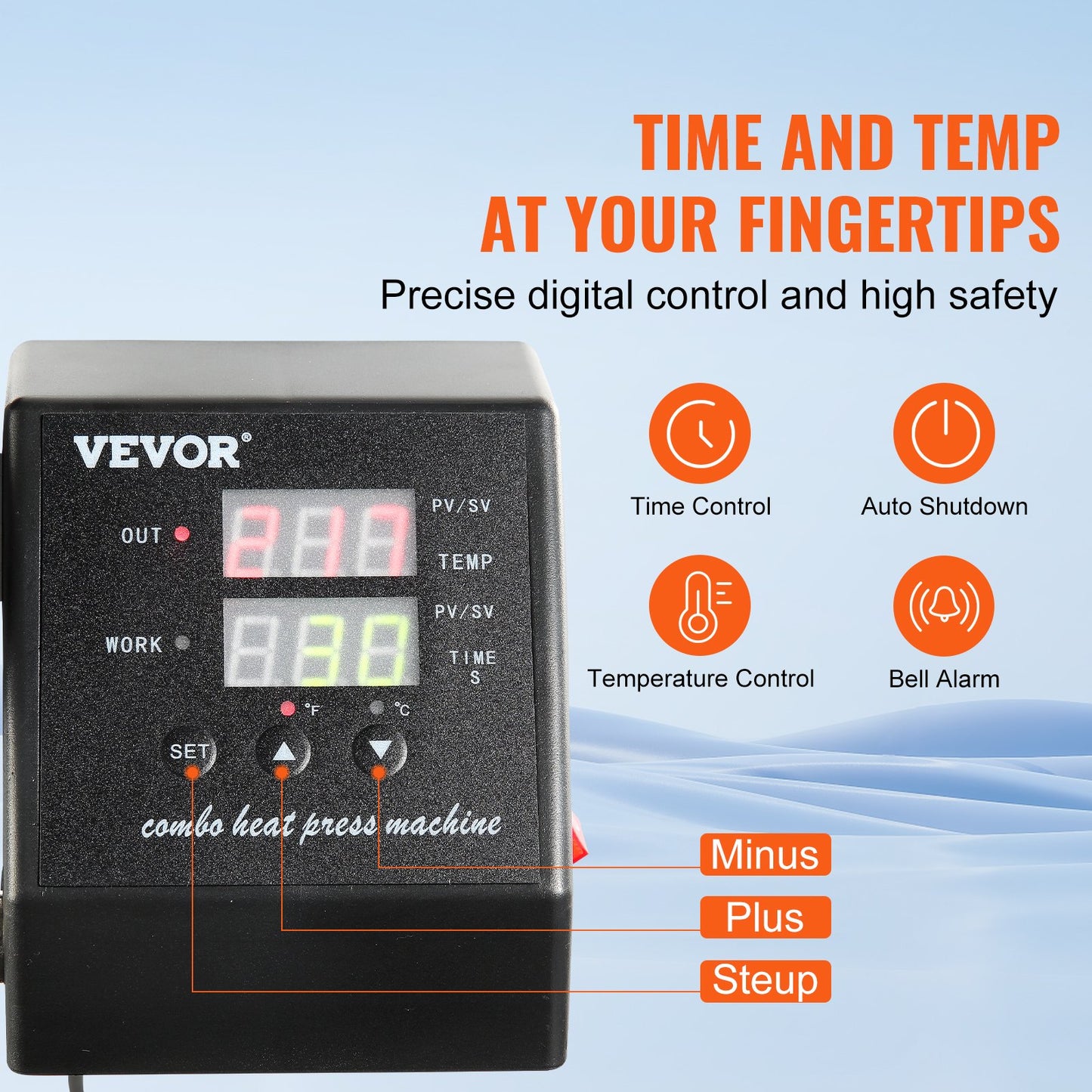 VEV Heat Press 8 in 1 Heat Press Machine 38x30cm T-shirt Press Mug Printing Machine Multifuctional Heat Transfer Machine for T-shirt Mug Hat Plate Sublimation Printing