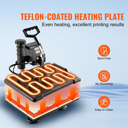 VEV Heat Press 8 in 1 Heat Press Machine 38x30cm T-shirt Press Mug Printing Machine Multifuctional Heat Transfer Machine for T-shirt Mug Hat Plate Sublimation Printing