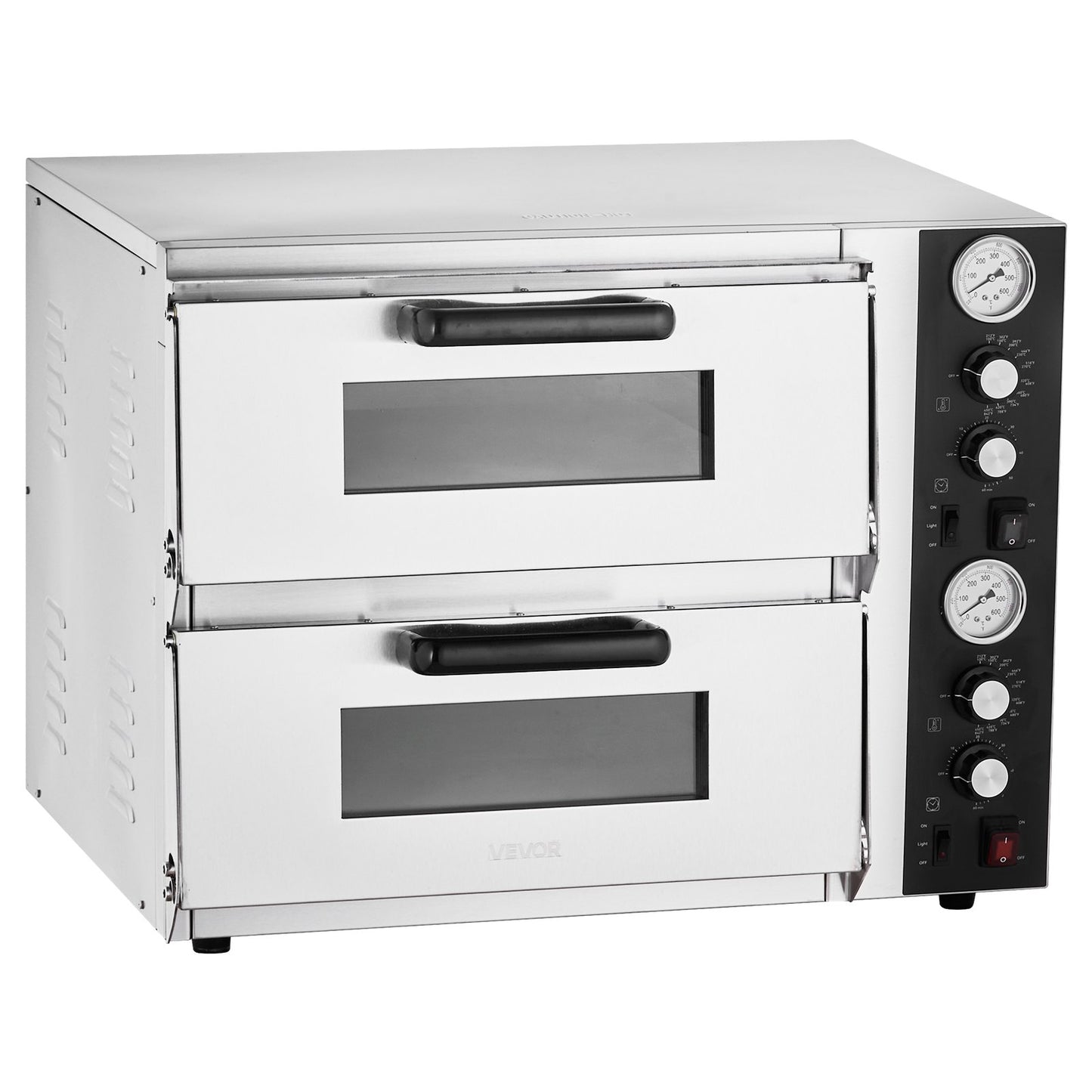 Elektrische Pizzabrötchen, 45 cm großes, doppeltes Backblech, max. Temperatur 290°C, eingeschaltete Pizzabäckerei mit Thermometer, obere Temperaturkontrolle und Timer zum Backen | EU