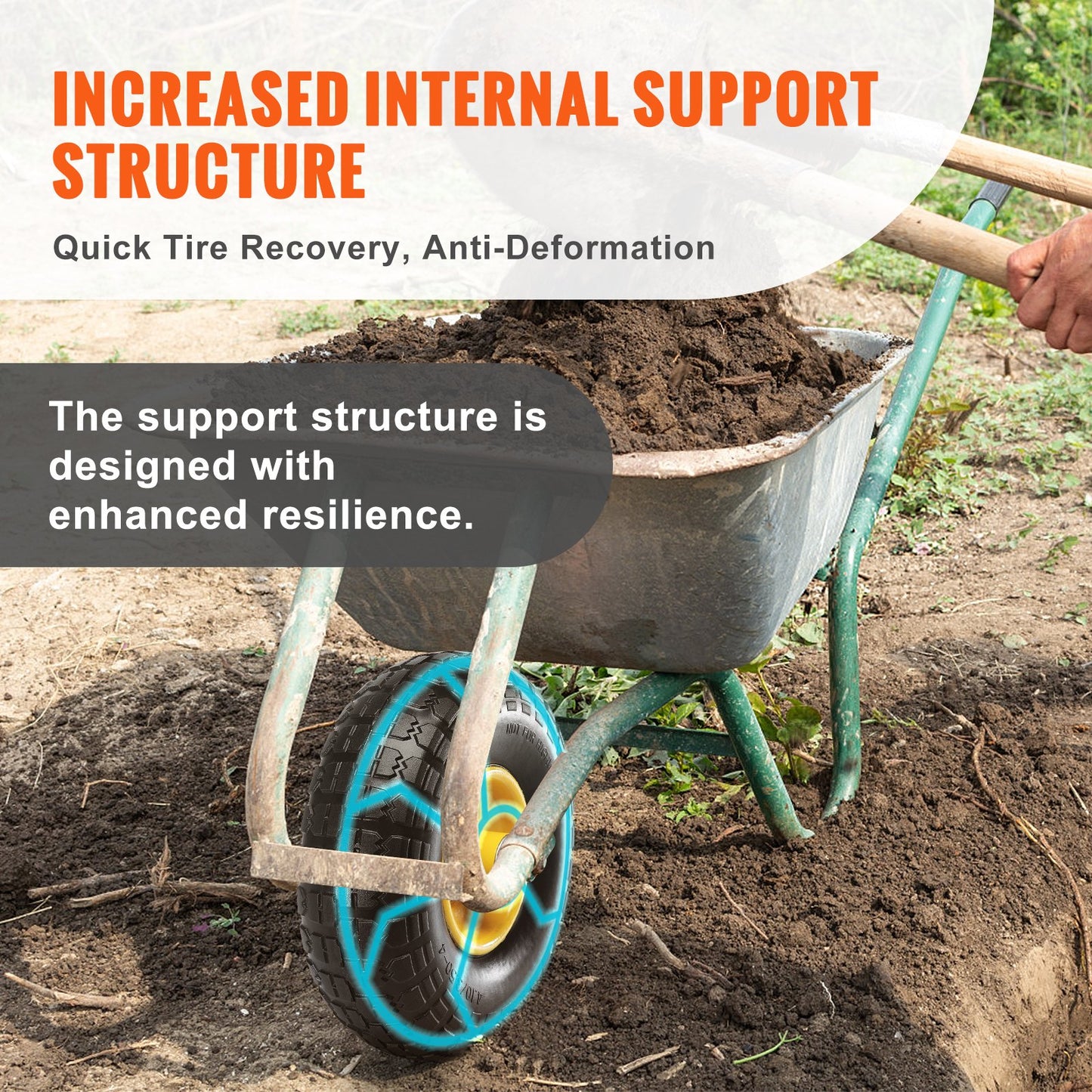 Vollgummireifen aus PU, pannensicher, schlauchlos, 25,4 cm, 2er-Pack, 181,4 kg