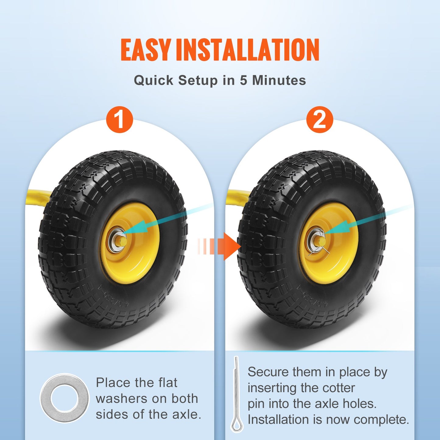 Vollgummireifen aus PU, pannensicher, schlauchlos, 25,4 cm, 2er-Pack, 181,4 kg