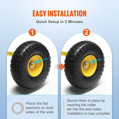 Vollgummireifen aus PU, pannensicher, schlauchlos, 25,4 cm, 2er-Pack, 181,4 kg