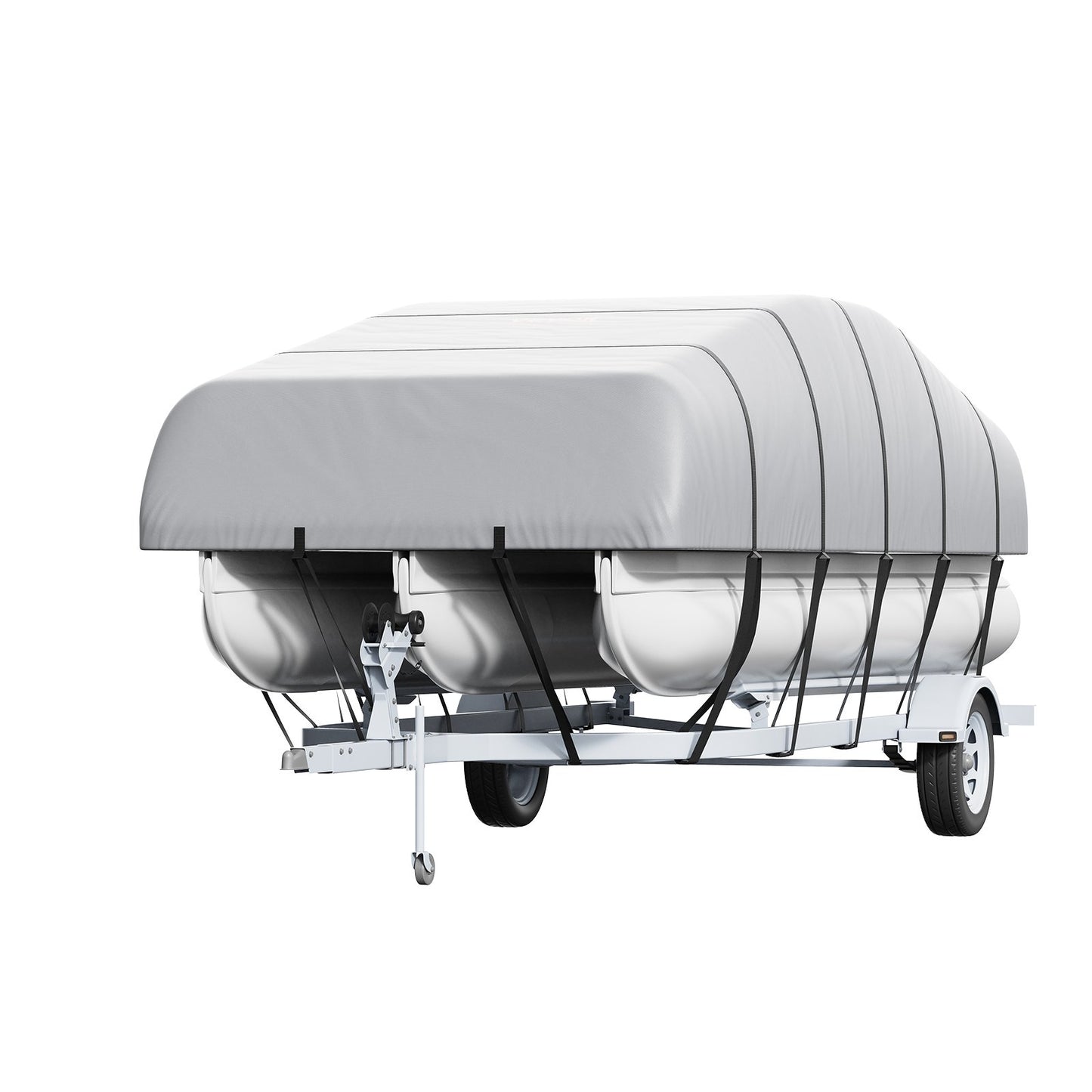 Pontoon Boat Cover, 23'-24' Waterproof Trailerable Pontoon Cover, 800D Marine Grade PU Oxford Fabric, with Motor Cover, 16 Windproof Buckle Straps, Fits for 23'-24'L, Beam Width to 102", Grey