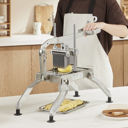 Commercial Vegetable Slicer, 1/4 and 1/2 inch Tomato Slicer, Stainless Steel and Aluminum Alloy Vegetable Cutter Slicer, Manual Tomato Slicer with Non-slip Feet, for Tomatoes, Onions, Potatoes