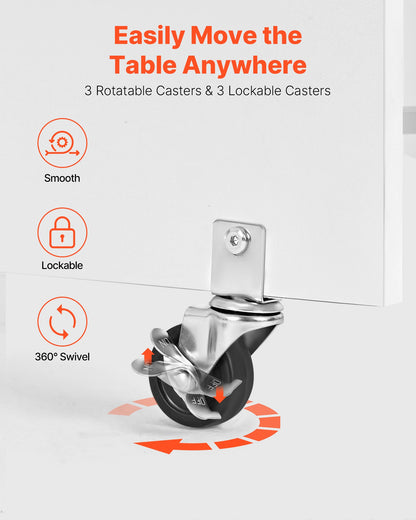 Folding Sewing Table, Multipurpose Sewing Machine Table with Cabinet, Compact Design, Wheels, Wooden Pegs, Storage Trays and Shelf, Magnetic Door, Craft Station and Side Desk for Home, White