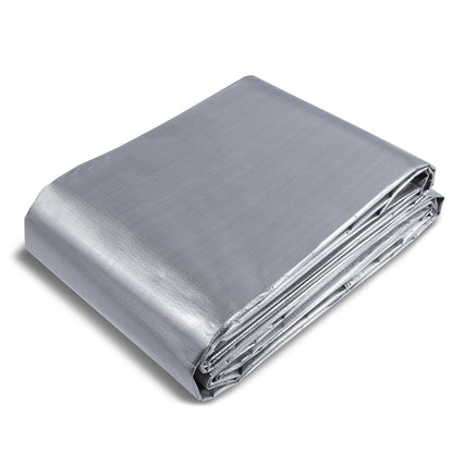 Tarp Waterproof 487.7 x 609.6 cm, Plastic Poly Tarp Cover 0.25 mm, Multi Purpose Tear UV and Temperature Resistant Outdoor Tarpaulin with High Durability Reinforced Grommets (Silver/Brown)