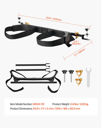 Golf Cart Bag Holder, 1370 x 195 x 60.5 mm, Compatible with Most 2+2 Golf Cart Rear Seat with 1.2-Inch Square Tubes, Adjustable Rear Seat Carts Club Holder with Strap, No Drilling Required