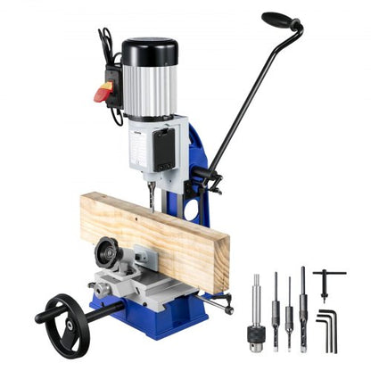 Woodworking Mortise Machine, 373 W(1/2 HP) 1400RPM Powermatic Mortiser, With Movable Work Bench Benchtop Mortising Machine, For Making Round Holes Square Holes Or Special Square Holes In Wood