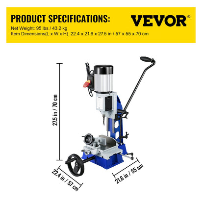 Woodworking Mortise Machine, 373 W(1/2 HP) 1400RPM Powermatic Mortiser, With Movable Work Bench Benchtop Mortising Machine, For Making Round Holes Square Holes Or Special Square Holes In Wood